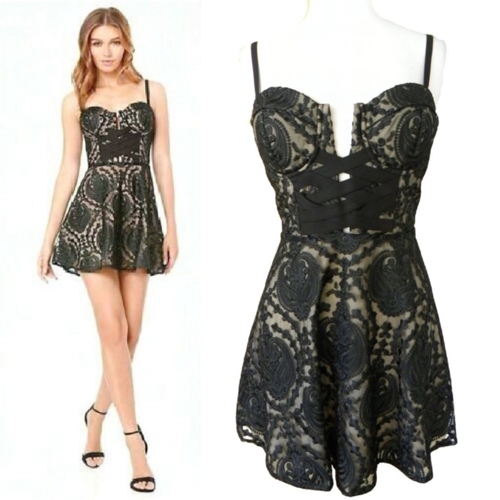 bebe Black Lace Mini Dress